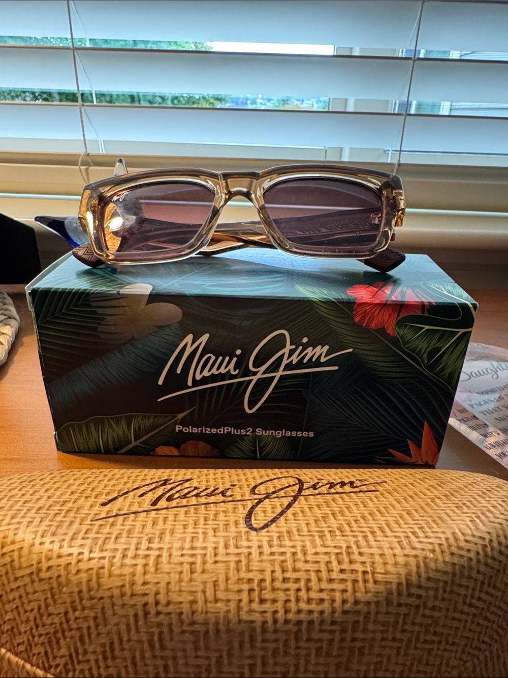 Maui Jim Translucent Amber Frame Sunglasses with Brown Lenses